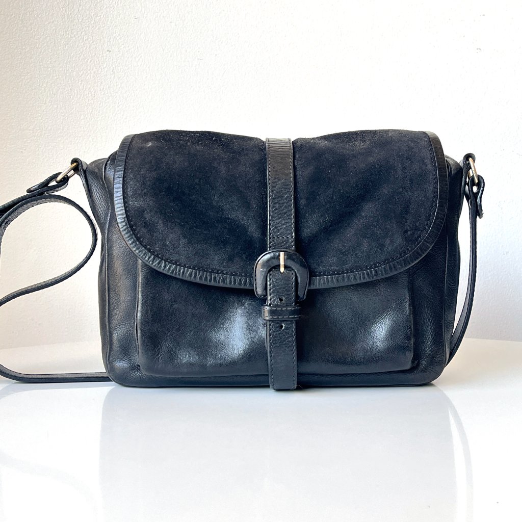 A.P.C Black Leather And Suede Crossbody Bag Purse